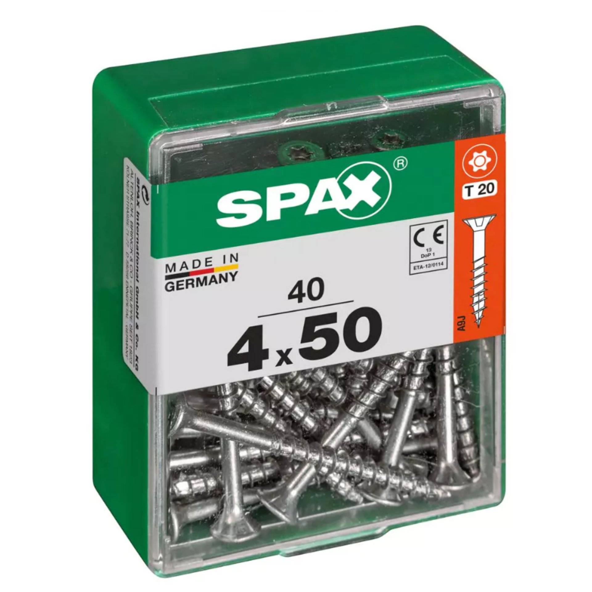 Eine Schachtel SPAX-Schrauben mit der Aufschrift „MADE IN GERMANY