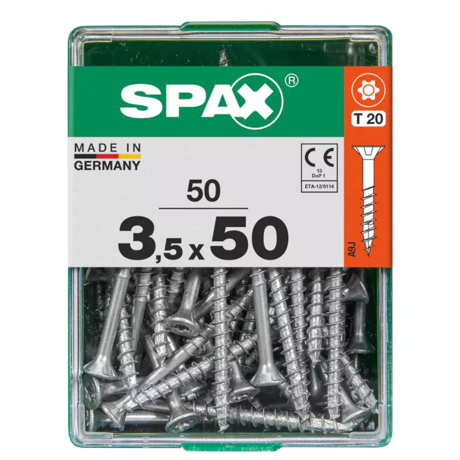 Packung SPAX-Schrauben, gekennzeichnet mit „Made in Germany