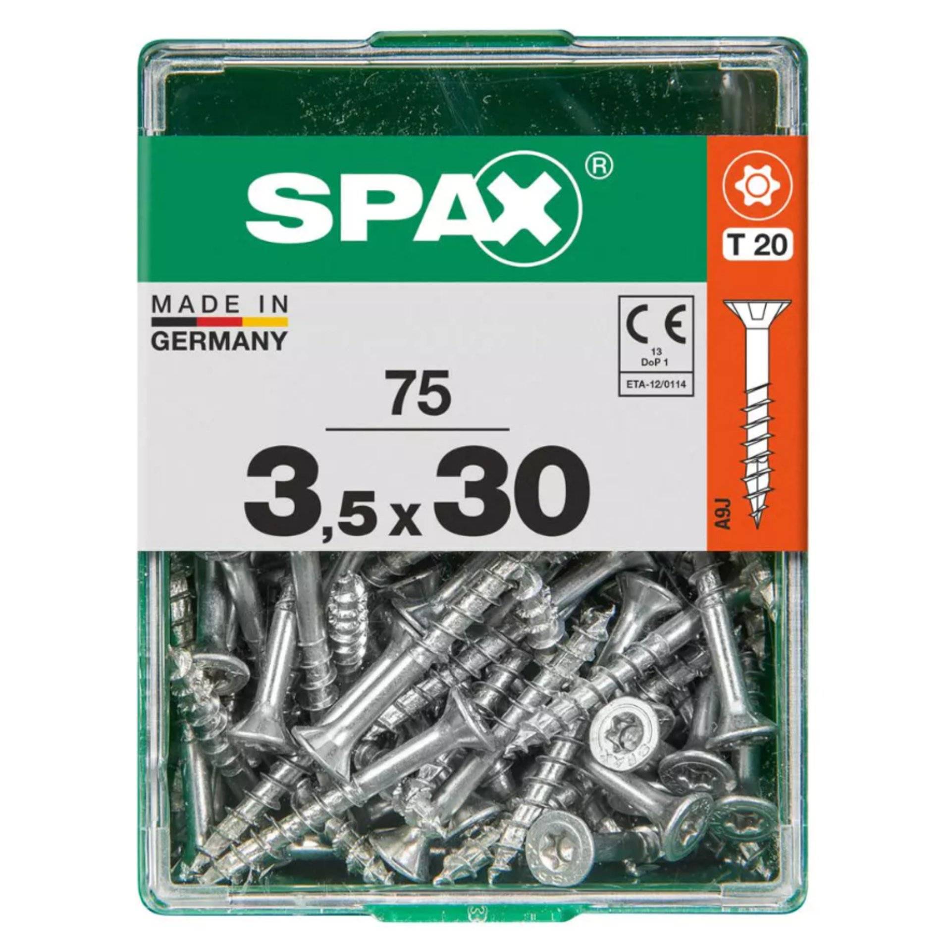 SPAX-Schrauben, 3,5 x 30 mm, 75 Stück, Made in Germany, T20, geeignet für Holz.