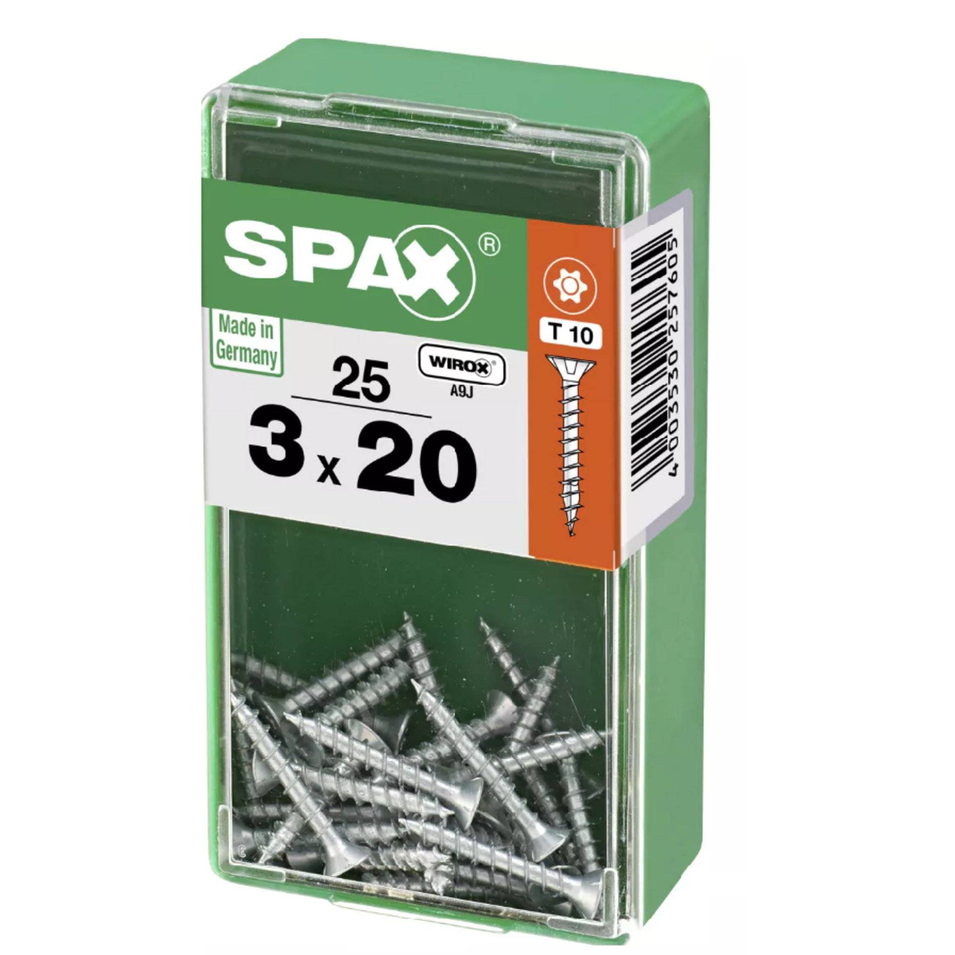 Eine Schachtel SPAX-Schrauben mit der Bezeichnung „3 x 20