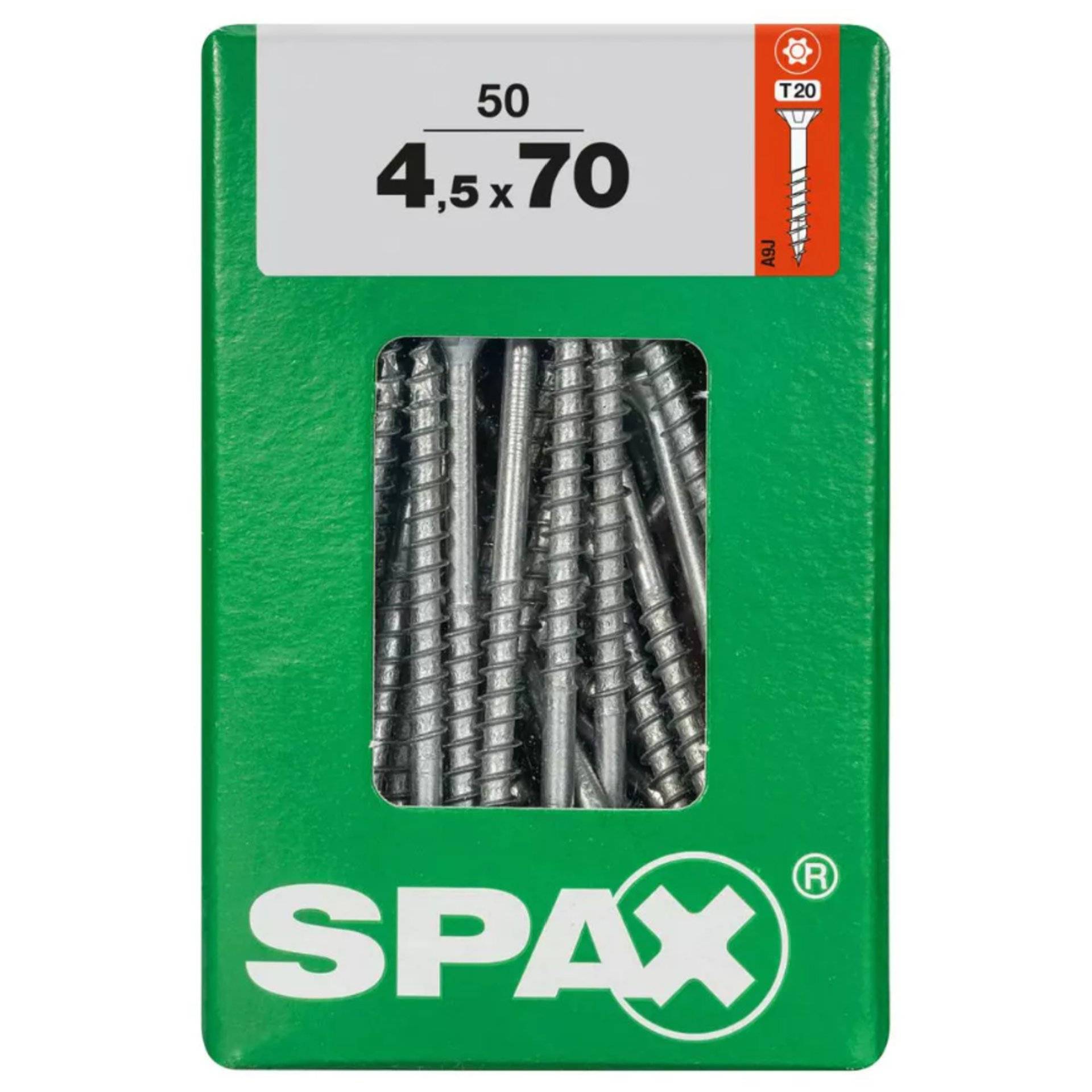 Schachtel mit Schrauben mit der Aufschrift „SPAX