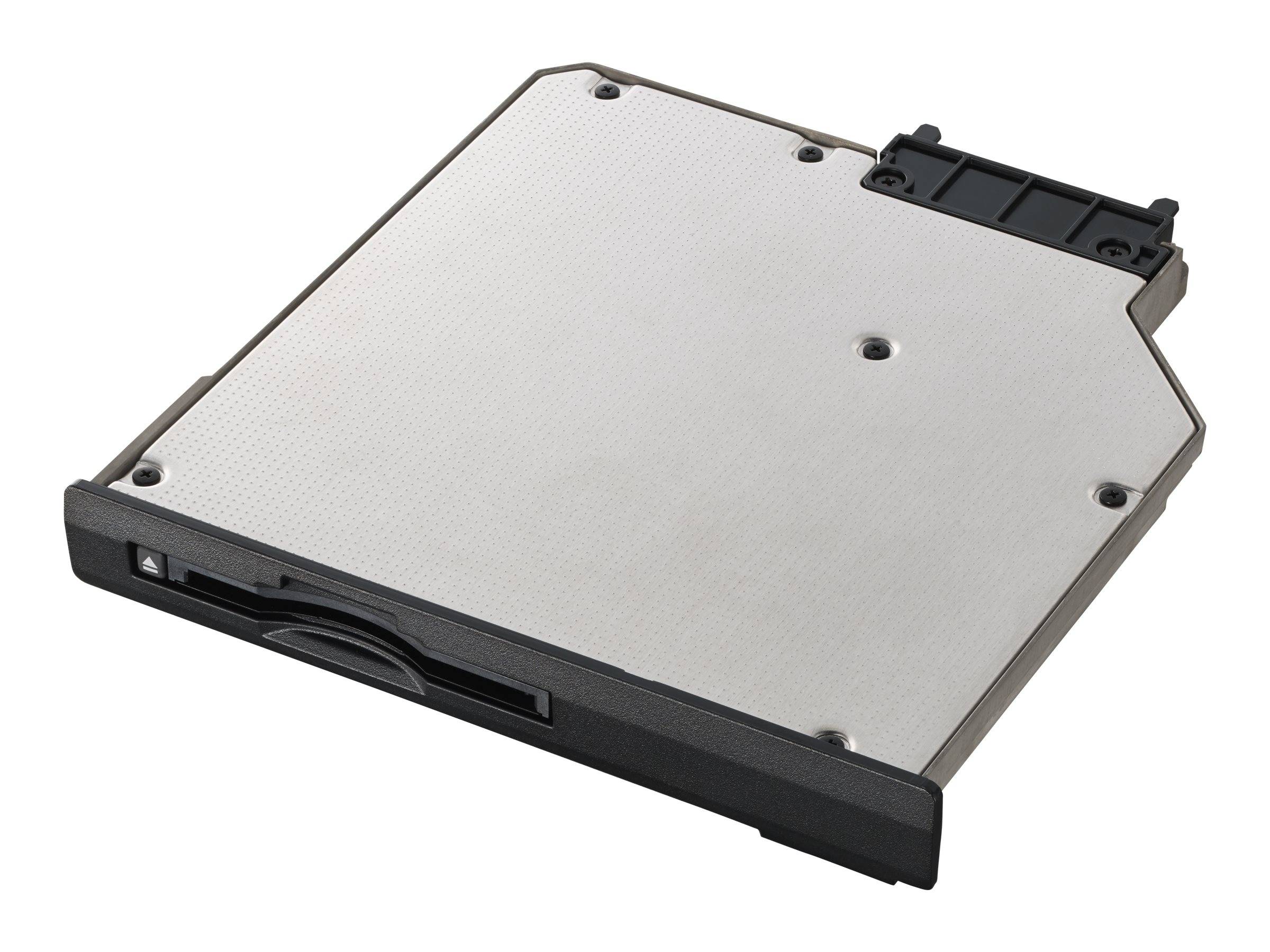 Ein optischer Laufwerksadapter für einen Laptop, entwickelt zum Ersetzen eines internen CD/DVD-Laufwerks durch ein anderes Speichergerät, üblicherweise eine Festplatte.