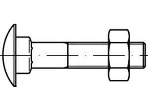 Diagramm eines Bolzens mit zylindrischem Schaft und sechskantigen Kopf.