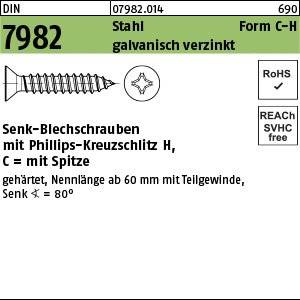 Reyher Senk-Blechschrauben DIN 7982 Stahl 3,9 x 32 -C-H galv verz (100)