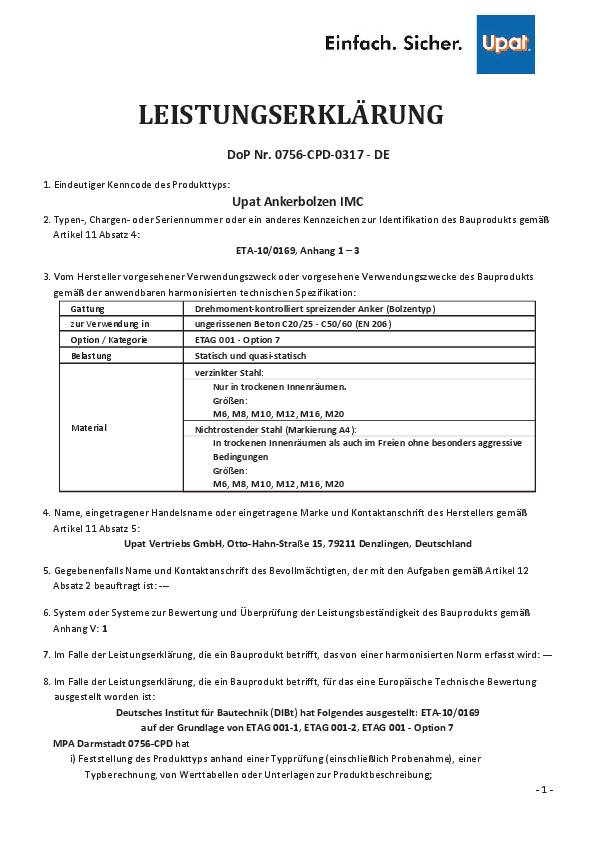 Upat Expressanker IMC 10/30/105 R