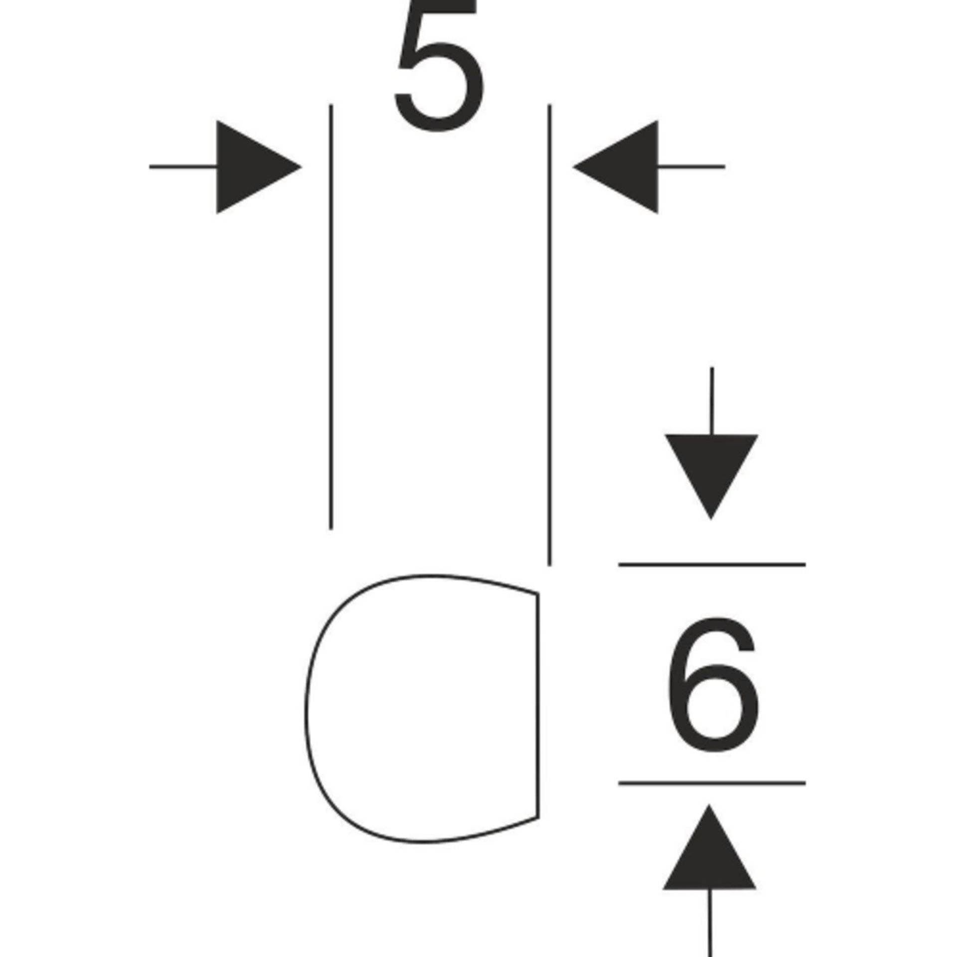 Technische Zeichnung mit Abmessungen: horizontale Linie beschriftet mit „5