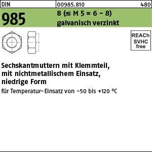 Reyher Sechskantmuttern DIN 985 8 M 12 galv. verzinkt (100)