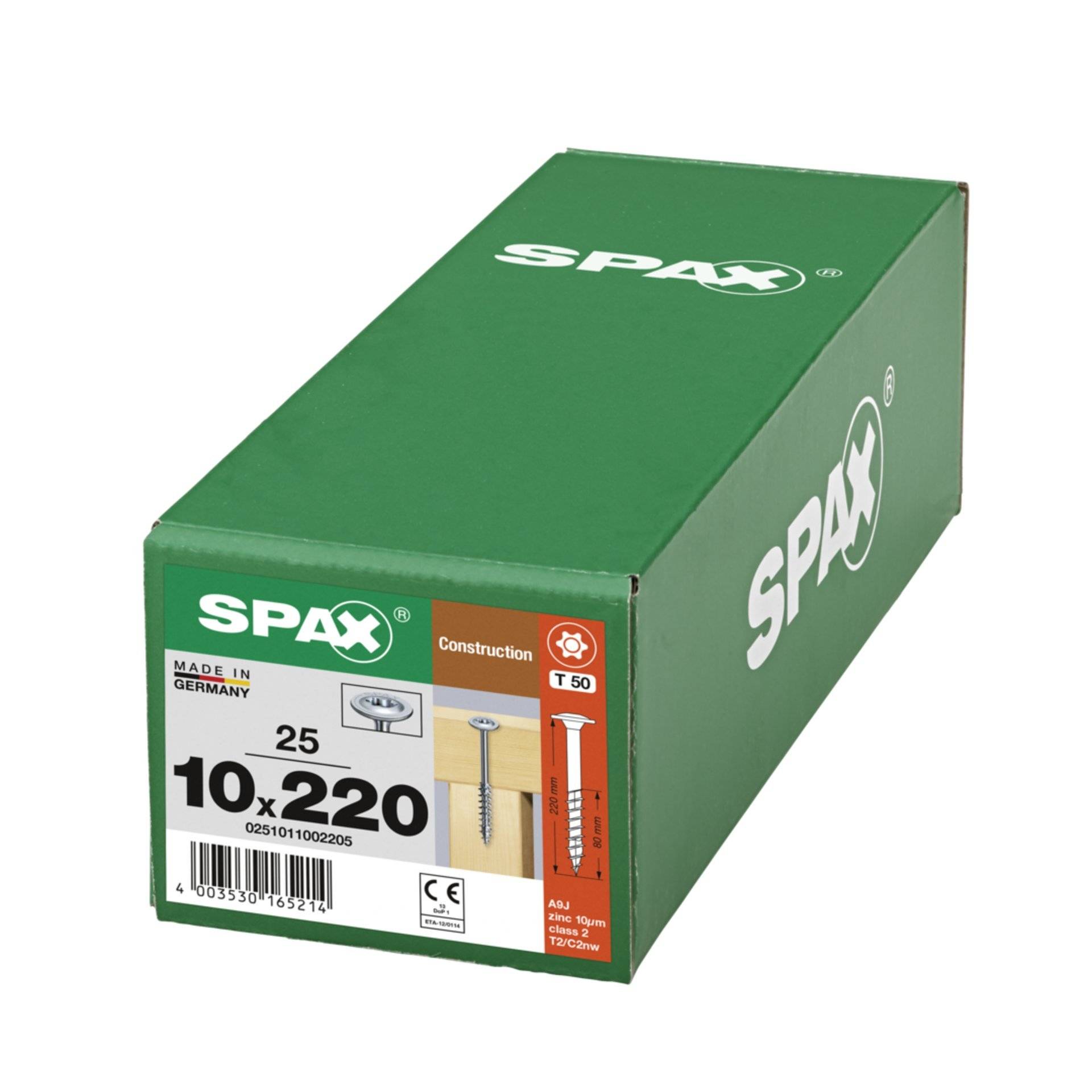 Eine grüne Box mit der Bezeichnung „SPAX