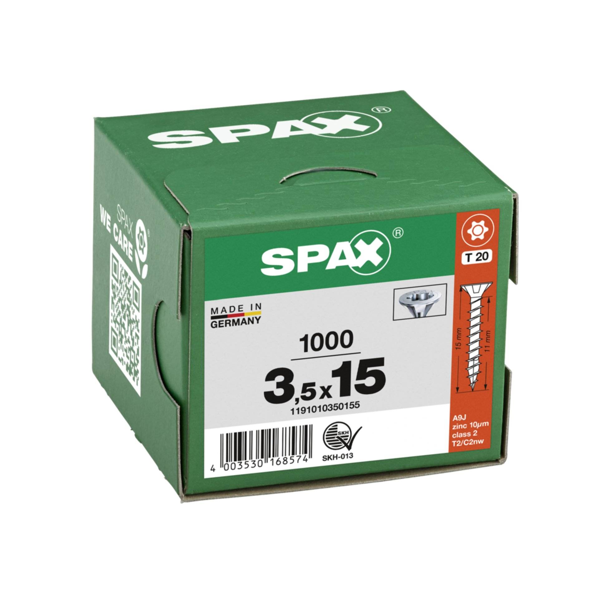 Spax 3,5x15 Senkmultikopf T-Star Plus T20 Vollgewinde Wirox 1000St