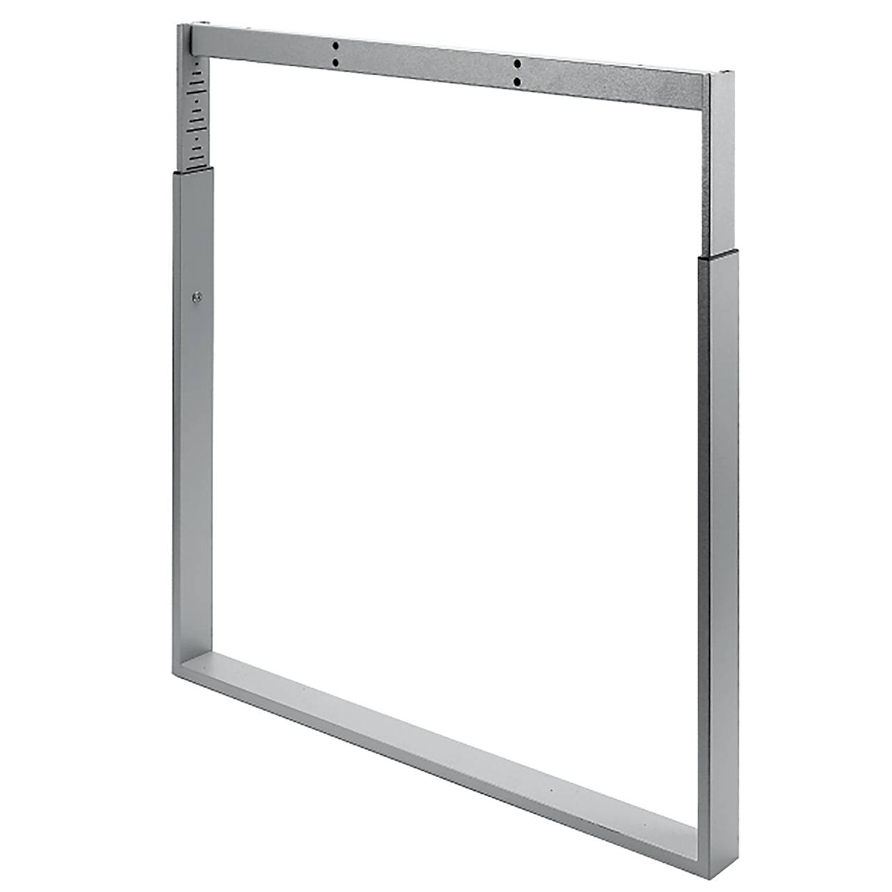 Metallischer rechteckiger Rahmen mit Messskalen auf einer Seite, verwendet für präzise Mess- oder Konstruktionszwecke.