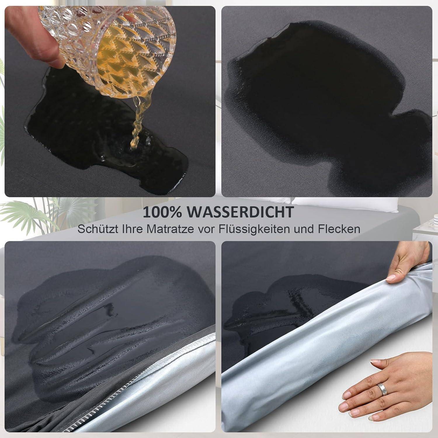 Wasserdichter Matratzenschutz 200x200cm Dunkelgrau, Atmungsaktiver