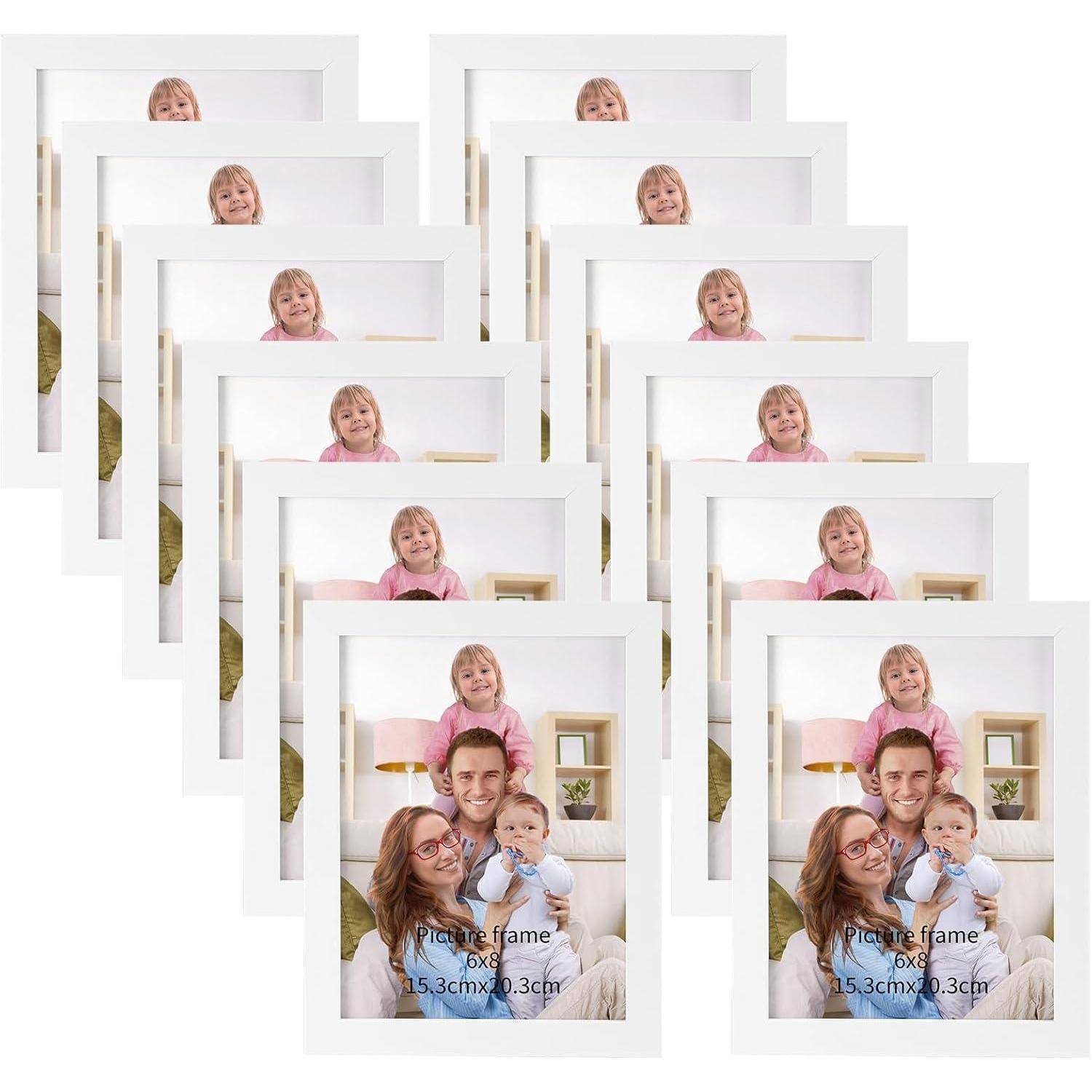 12er Set Bilderrahmen 15x20cm Weiß Fotorahmen für Fotos Wand