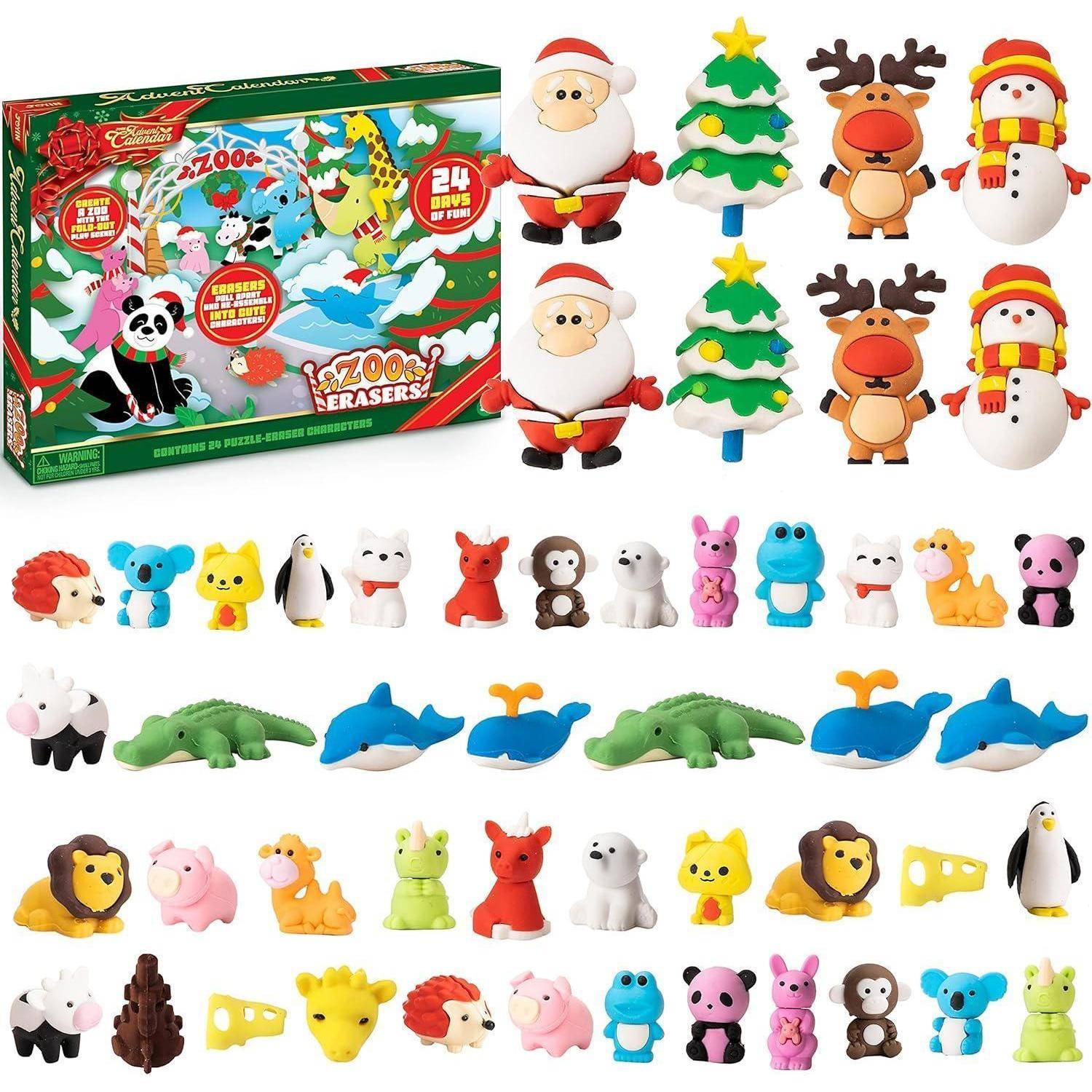 Adventskalender Weihnachten 24 Tage Countdown Tierfiguren Radiergummis
