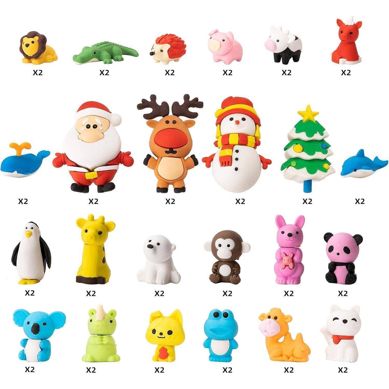 Adventskalender Weihnachten 24 Tage Countdown Tierfiguren Radiergummis