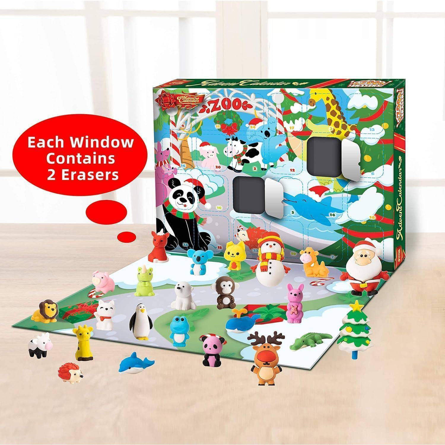 Adventskalender Weihnachten 24 Tage Countdown Tierfiguren Radiergummis