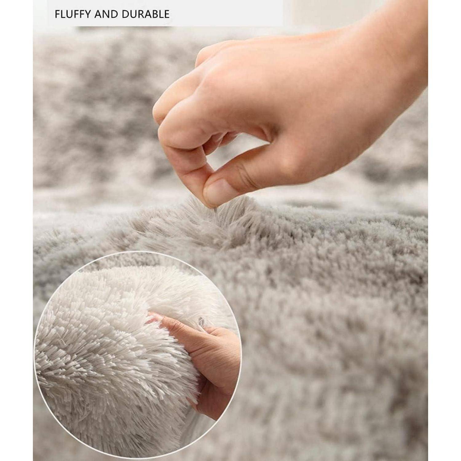 Hochflor Teppich 120x160 Grau Weiß Modern Flauschig Weich Groß für
