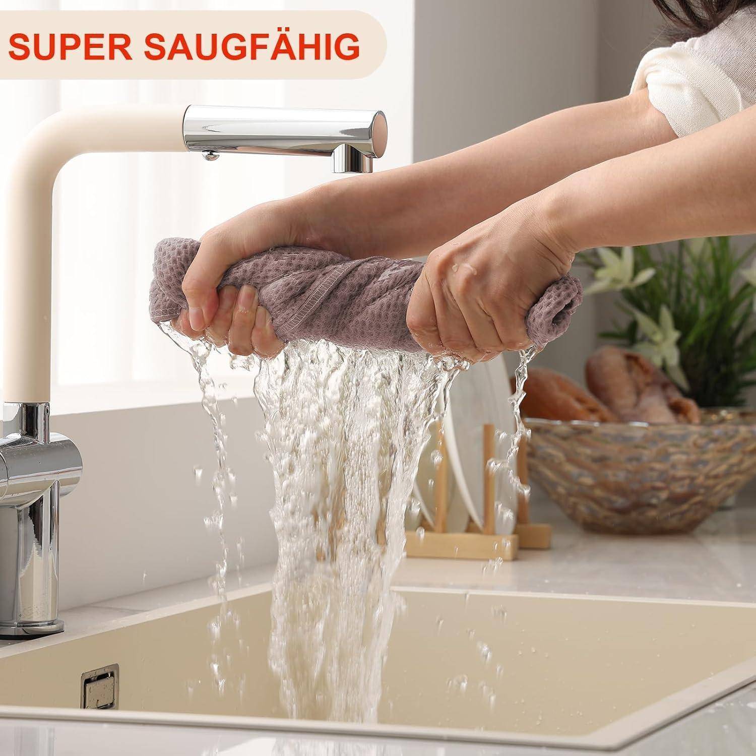 Geschirrtücher 100% Baumwolle 6er Set 30x30 cm Weich Saugfähig