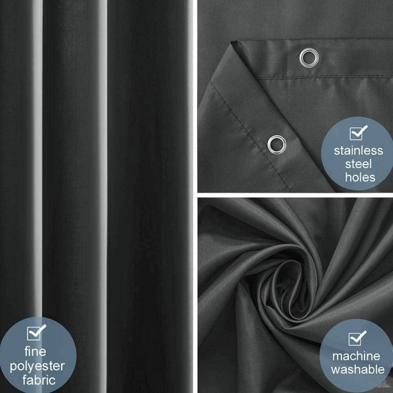 Schmaler Duschvorhang für Eck Dusche Dunkelgrau 100x200cm