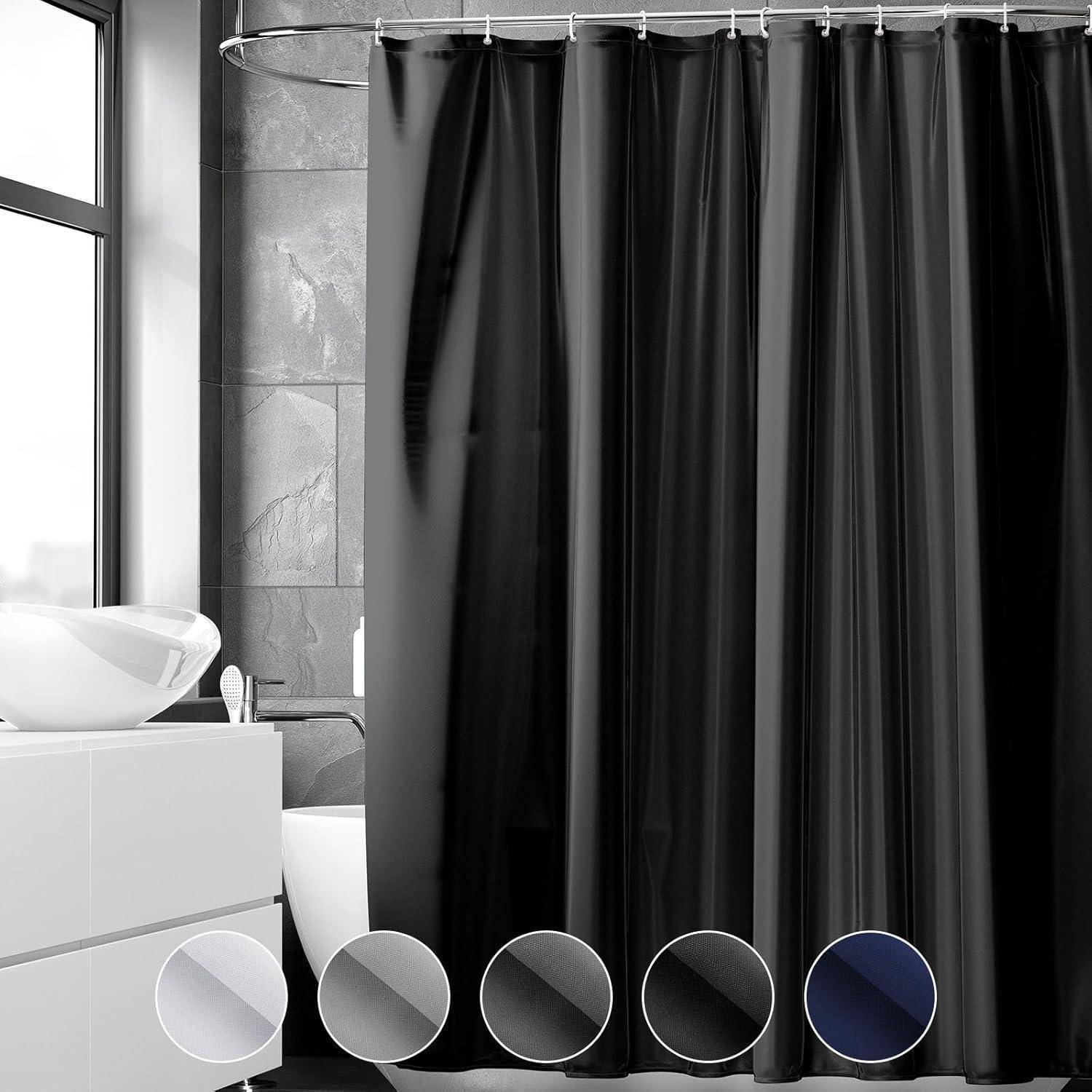 Duschvorhang 120x180 cm Anti-schimmel PVC Schwarz wasserabweisend