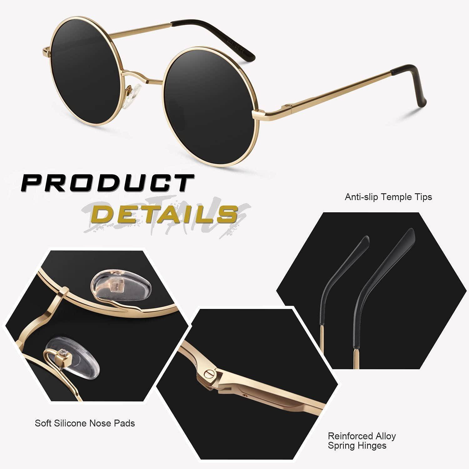 Runde Polarisierte Sonnenbrille UV400 für Herren Damen Trend Retro