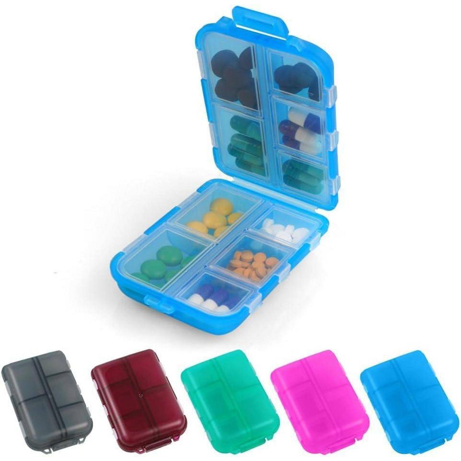 Tablettenbox 7 Tage Pillendose 10 Fächer BPA-frei Medikamentenbox Blau