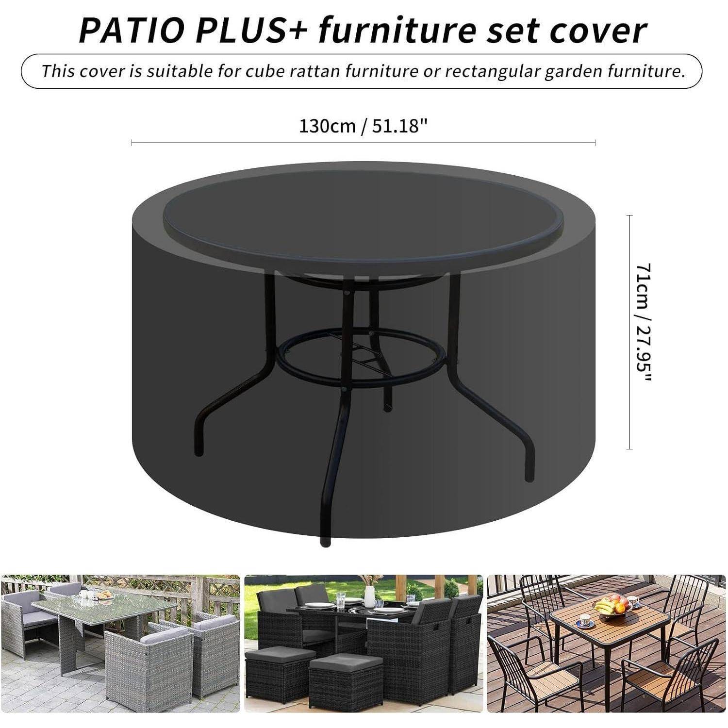 Möbelabdeckung Rattan Wasserdicht Winddicht AntiUV Ø130x71cm Rund Grün