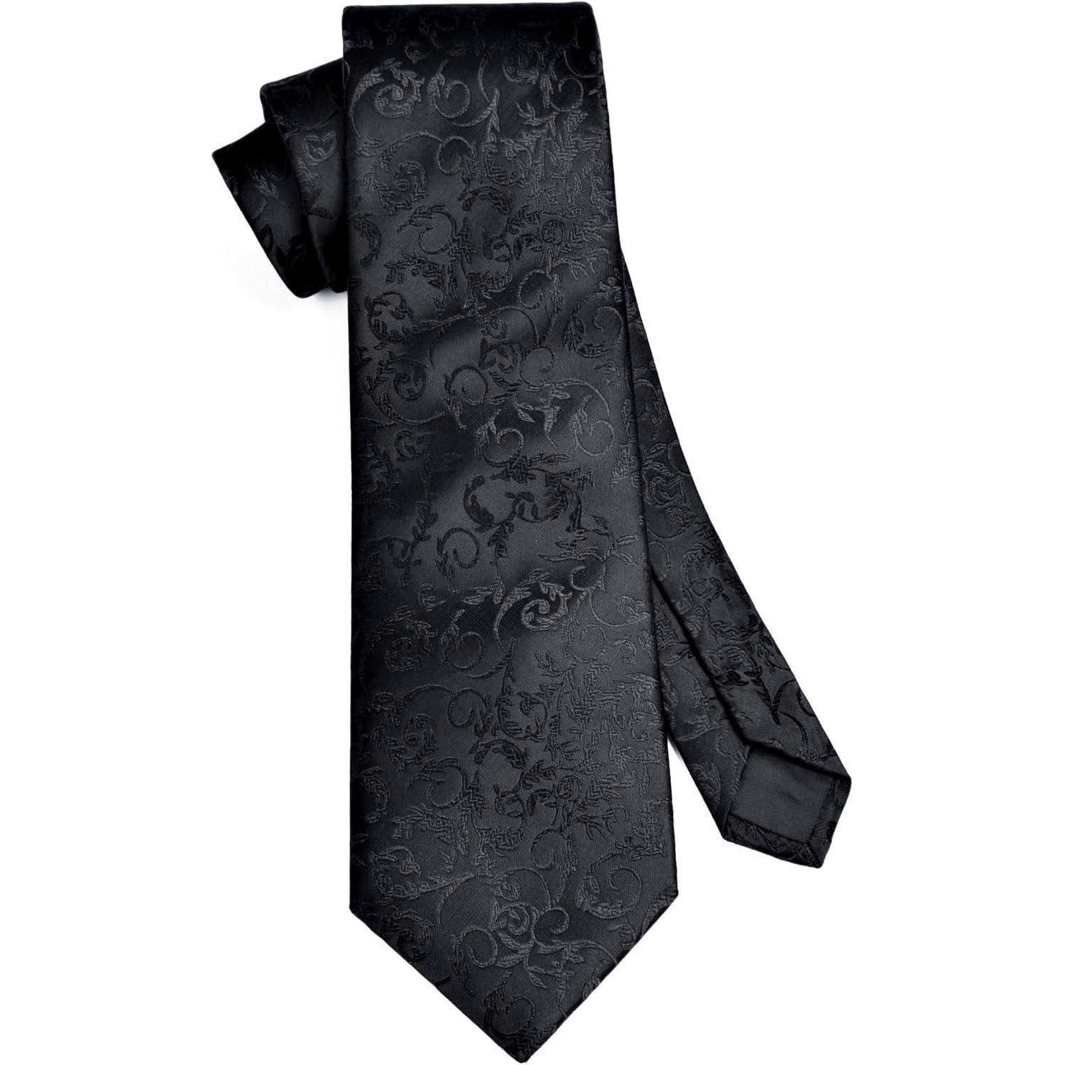 Krawatten Herren Hochzeit Paisley Einstecktuch Einheitsgröße Schwarz-3