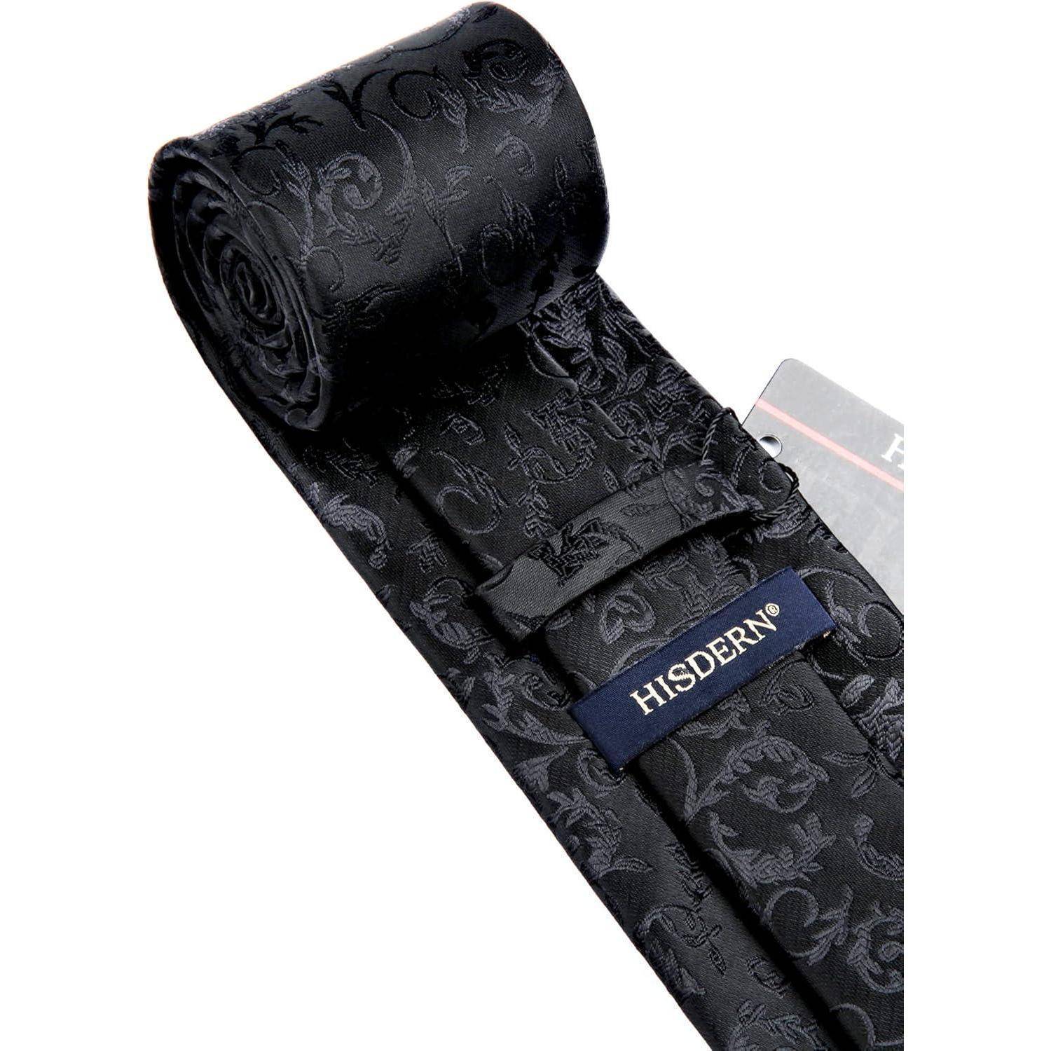 Krawatten Herren Hochzeit Paisley Einstecktuch Einheitsgröße Schwarz-3