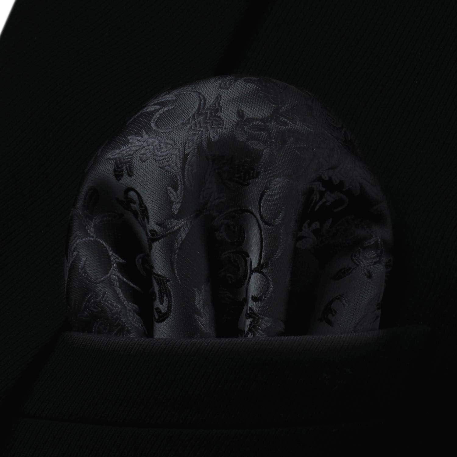 Krawatten Herren Hochzeit Paisley Einstecktuch Einheitsgröße Schwarz-3