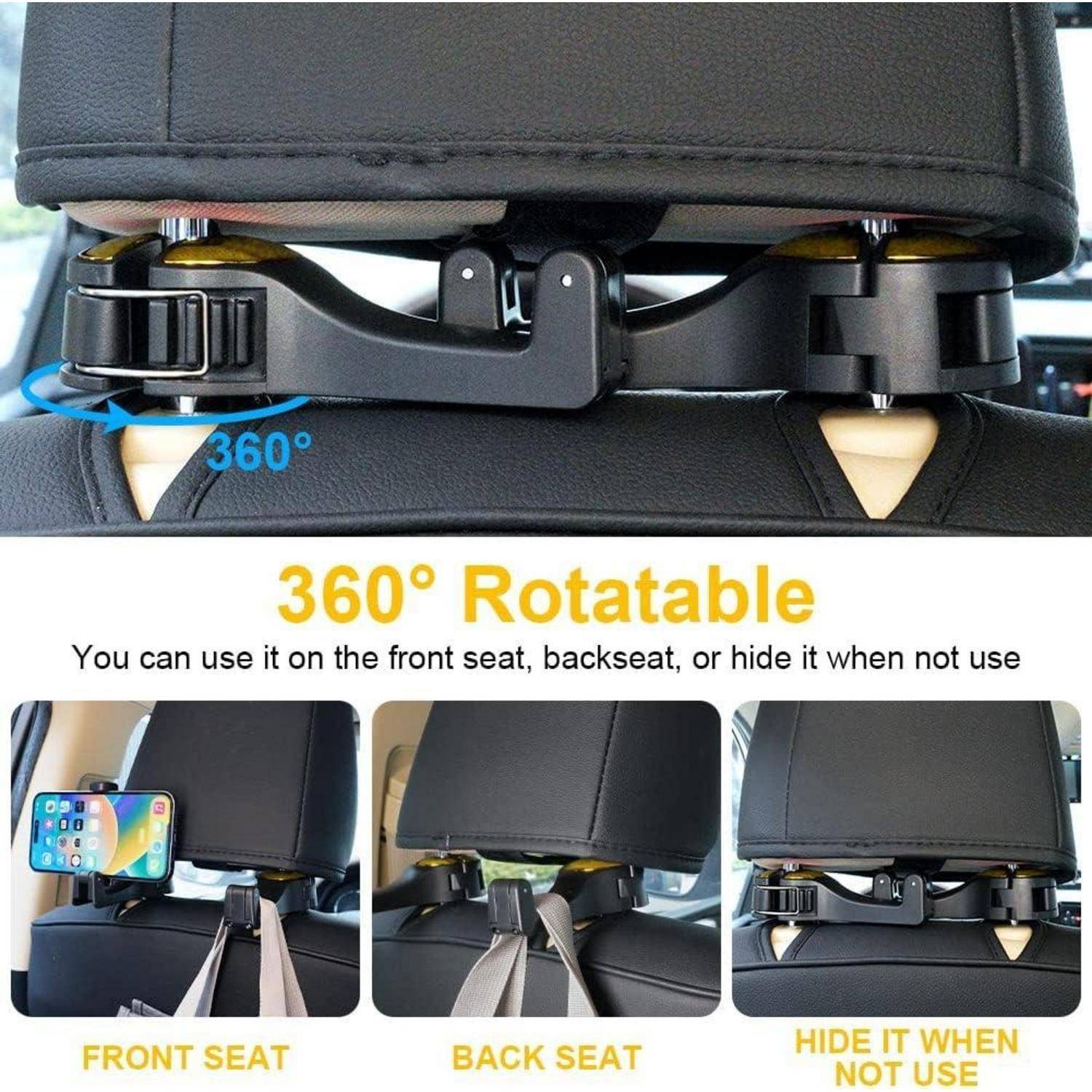 Kopfstützenhaken Handyhalter 360Grad Drehbar 2Stück Gold