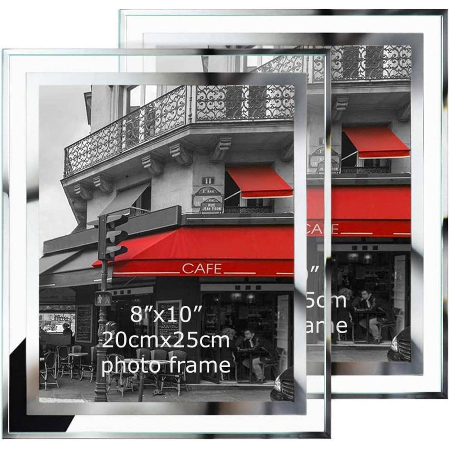 Bilderrahmen 2er Set 20x25 Silber Geschenk Glas 20x25cm