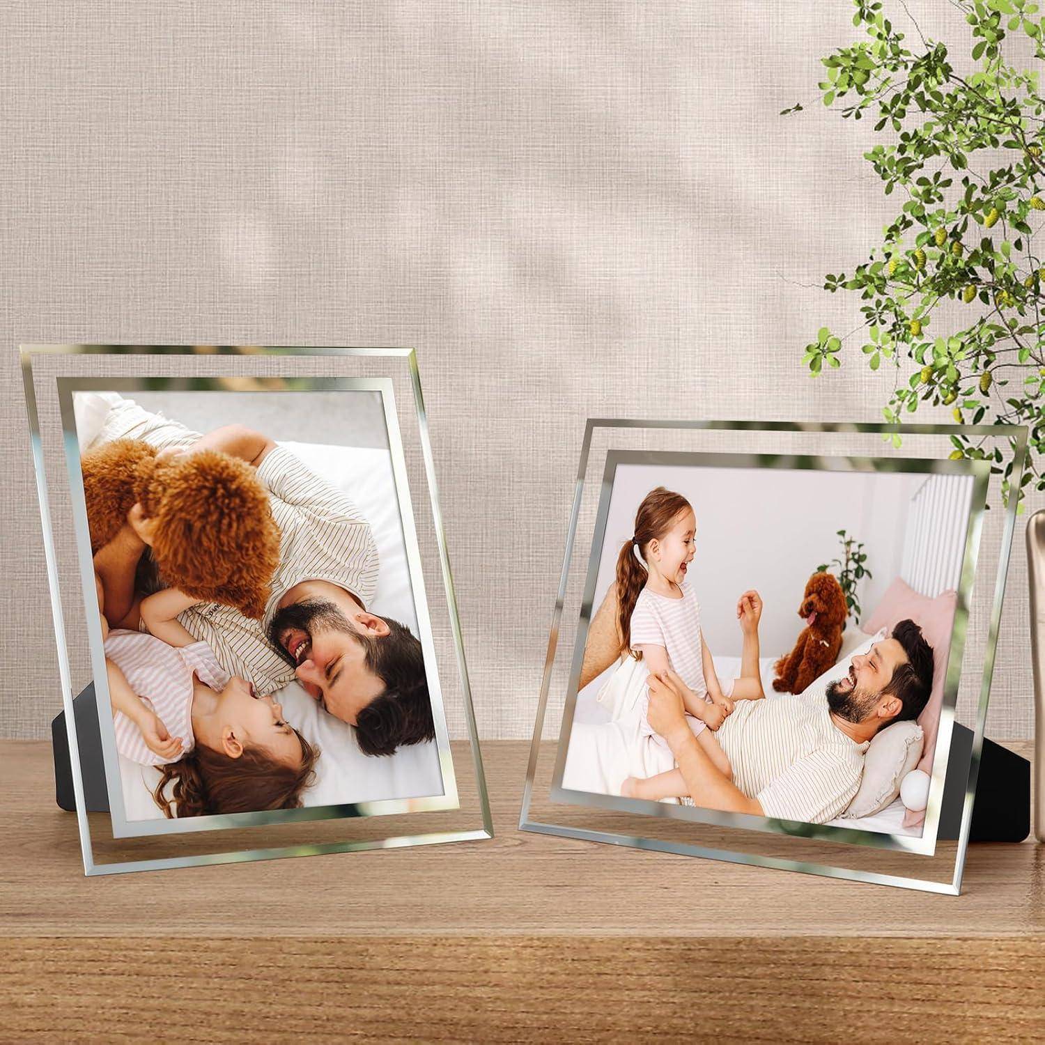 Bilderrahmen 2er Set 20x25 Silber Geschenk Glas 20x25cm