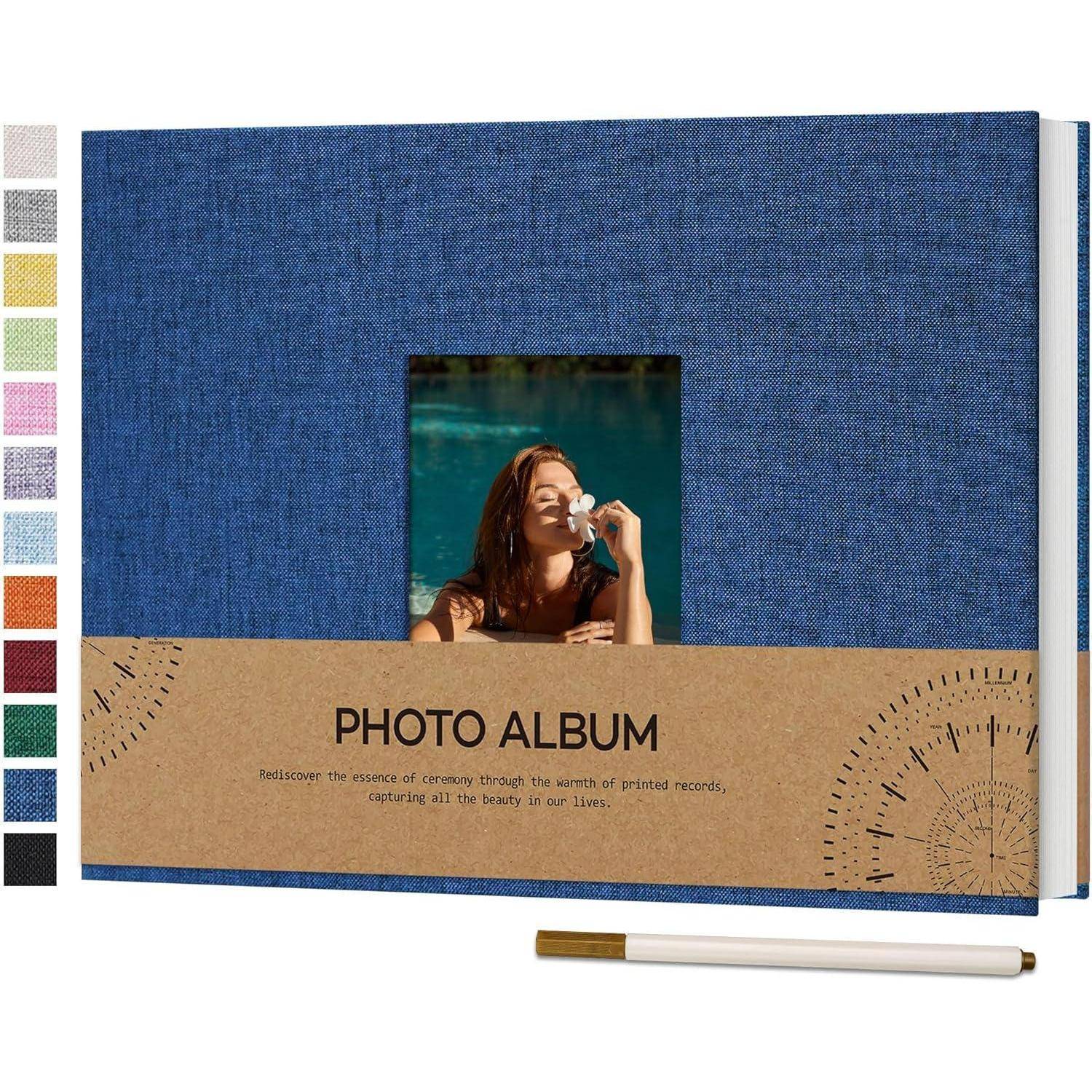 Fotoalbum Selbstklebend 10x15 Leinen 21,5x30 CM 60 Seiten Marineblau