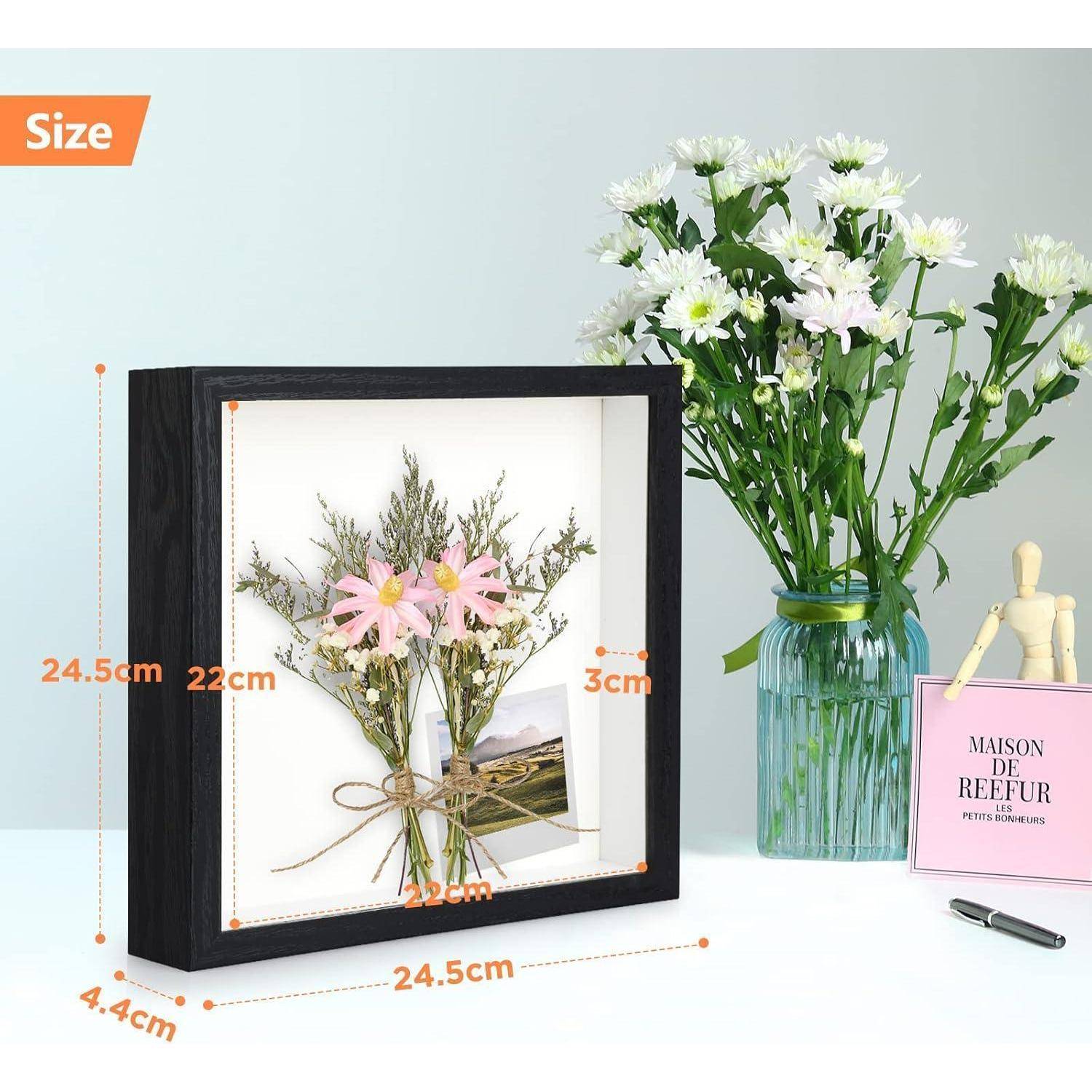 Bilderrahmen 3D tiefer Objektrahmen 23x23cm Schwarz 2er 23x23 cm