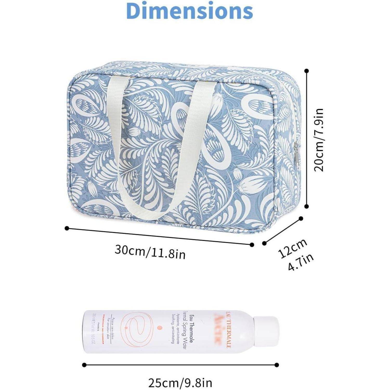 Kulturbeutel Kosmetiktasche Reise Makeup Organizer Damen Blaues Blatt