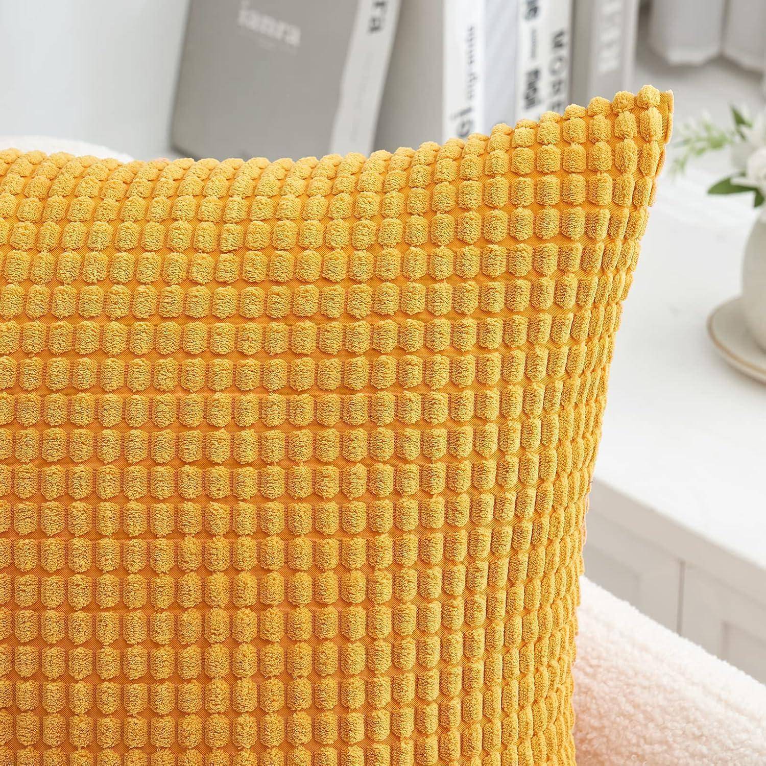 Kissenbezug Cord Sofakissen Dekokissen 50 x 50 cm 2 Stück Kurkuma