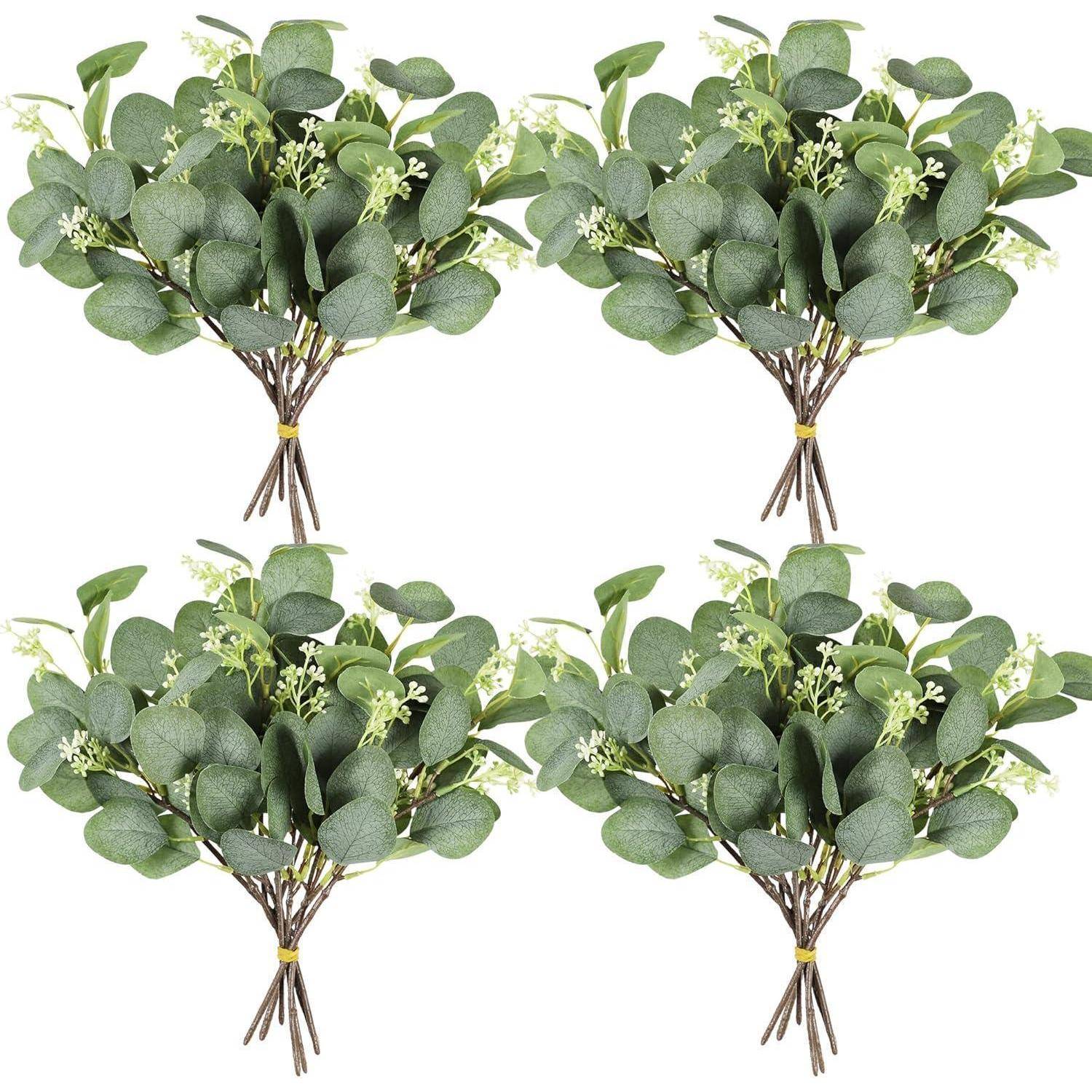Künstliche Pflanzen Eukalyptus Zweige Silberdollar Hochzeit 24Pc Grün