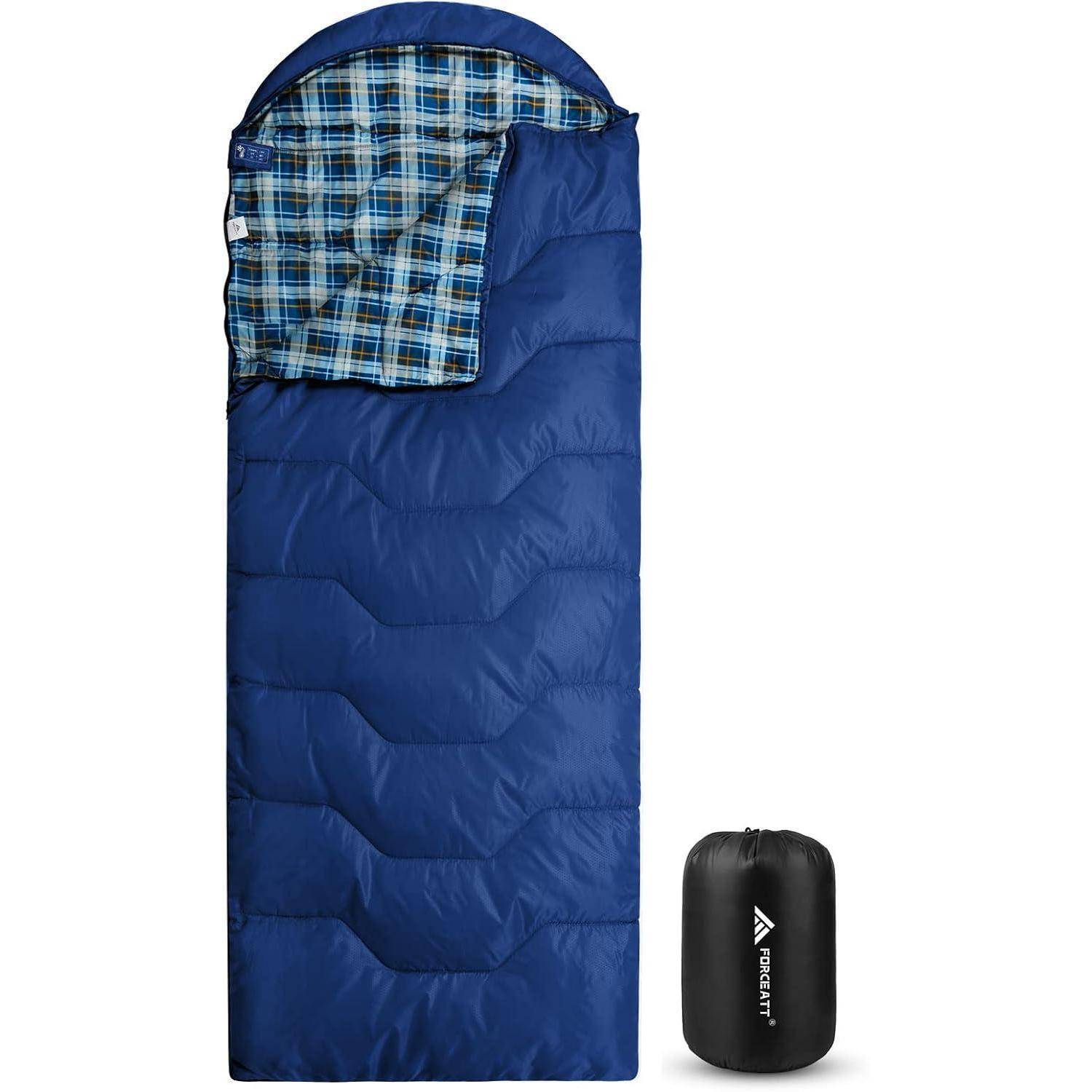 Schlafsack 3 4 Jahreszeiten Minus5C 20C Flanell Camping 10° Meeresblau
