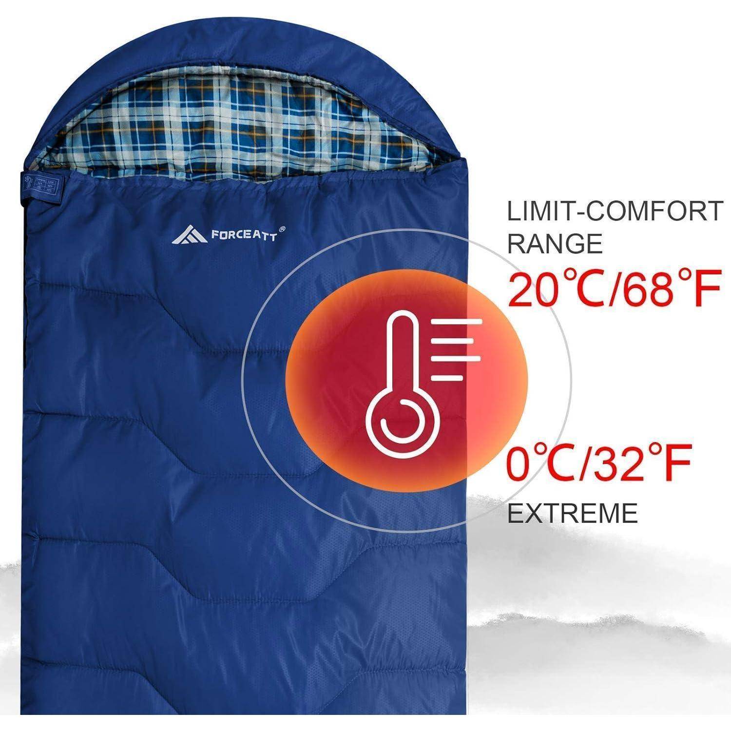Schlafsack 3 4 Jahreszeiten Minus5C 20C Flanell Camping 10° Meeresblau