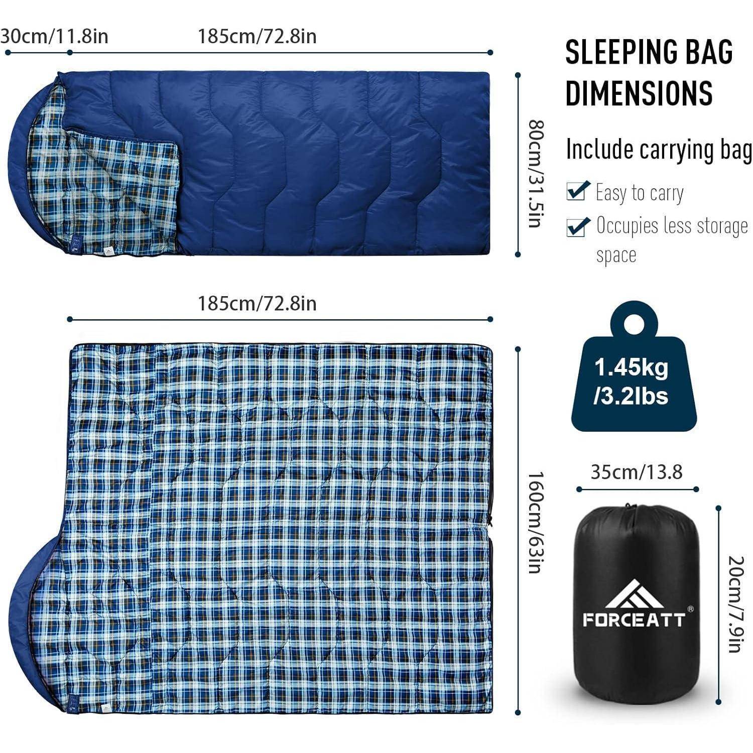 Schlafsack 3 4 Jahreszeiten Minus5C 20C Flanell Camping 10° Meeresblau