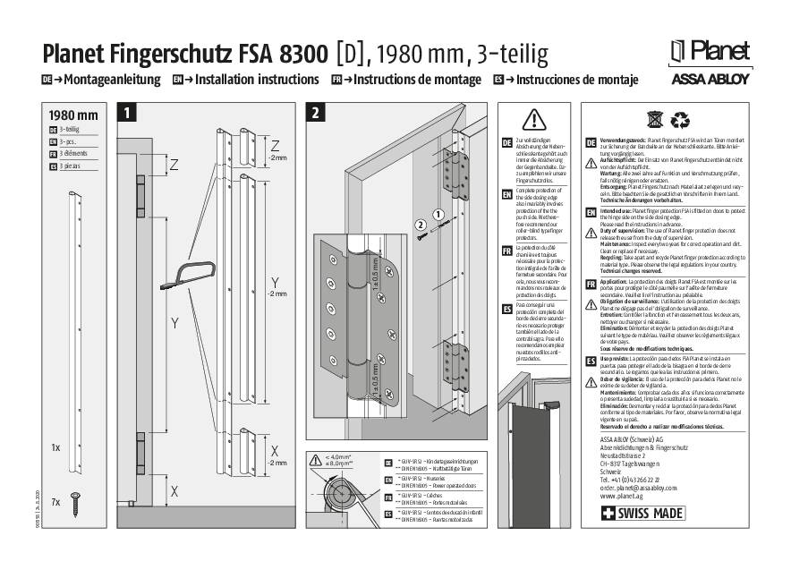 Planet Tür-Schutzprofil, FSA 8300,L 1.980mm, B 15mm,silberfarbig