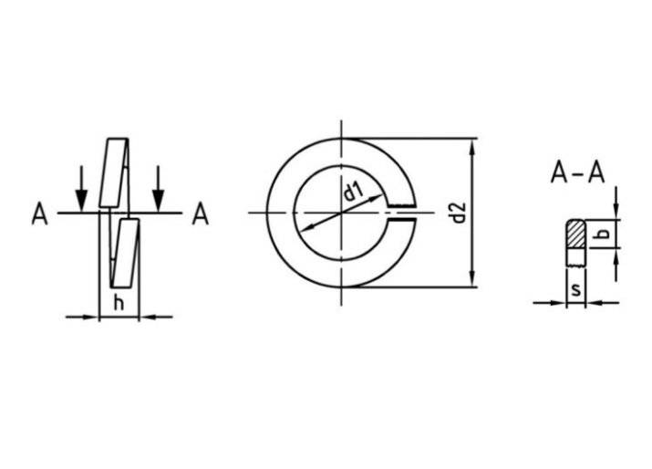 Technische Zeichnung eines zylindrischen Objekts mit beschrifteten Abmessungen d1, d2, h und A, die verschiedene Messungen angeben.