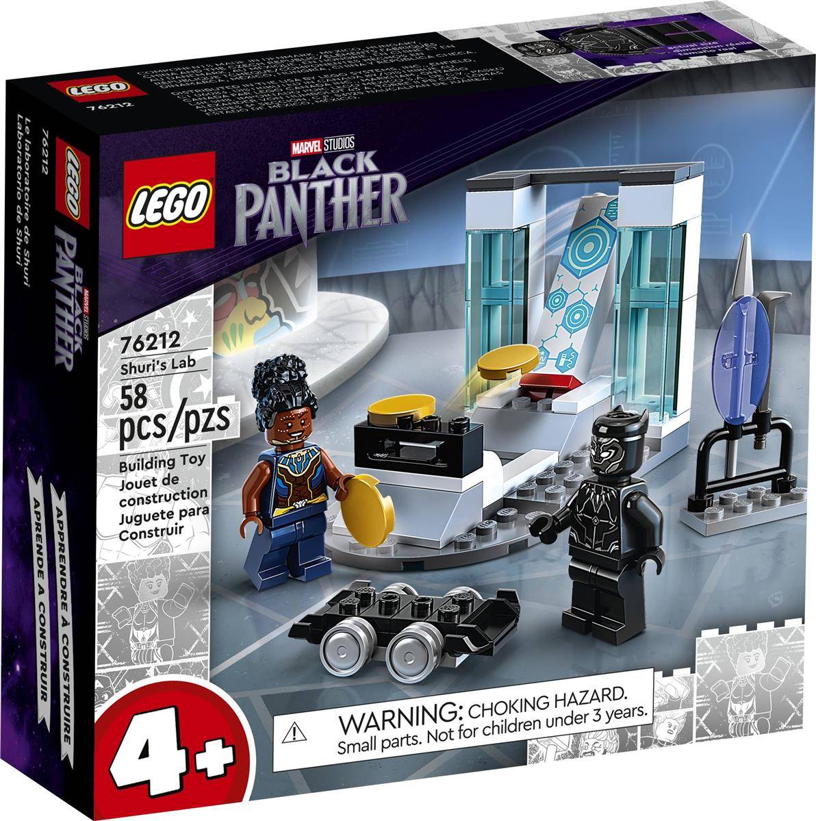 Lego Marvel Black Panther Set 76212, Shuris Labor, 58 Teile. Enthält Shuri- und Black Panther-Minifiguren, Labor-Zubehör. Geeignet ab 4 Jahren.