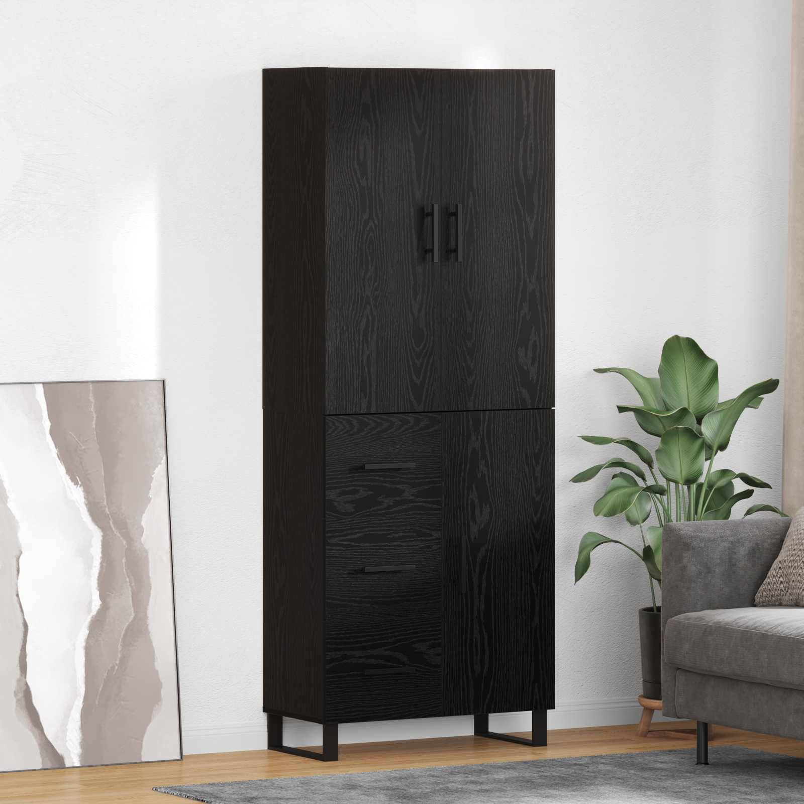 vidaXL Highboard 2 pcs Schwarz Eichen-Optik 69,5 x 34 x 180 cm