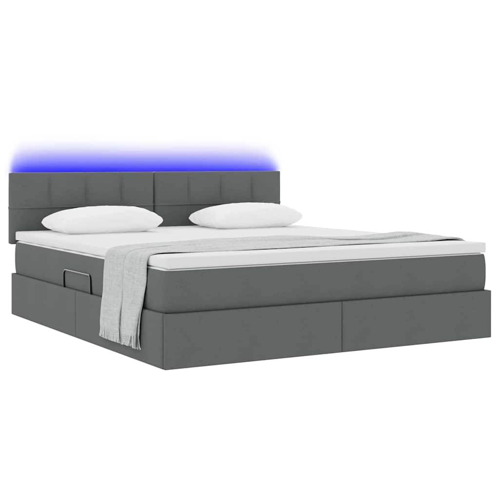 vidaXL LED-Speicherbett mit Matratze Dunkelgrau 160 x 200 cm Stoff