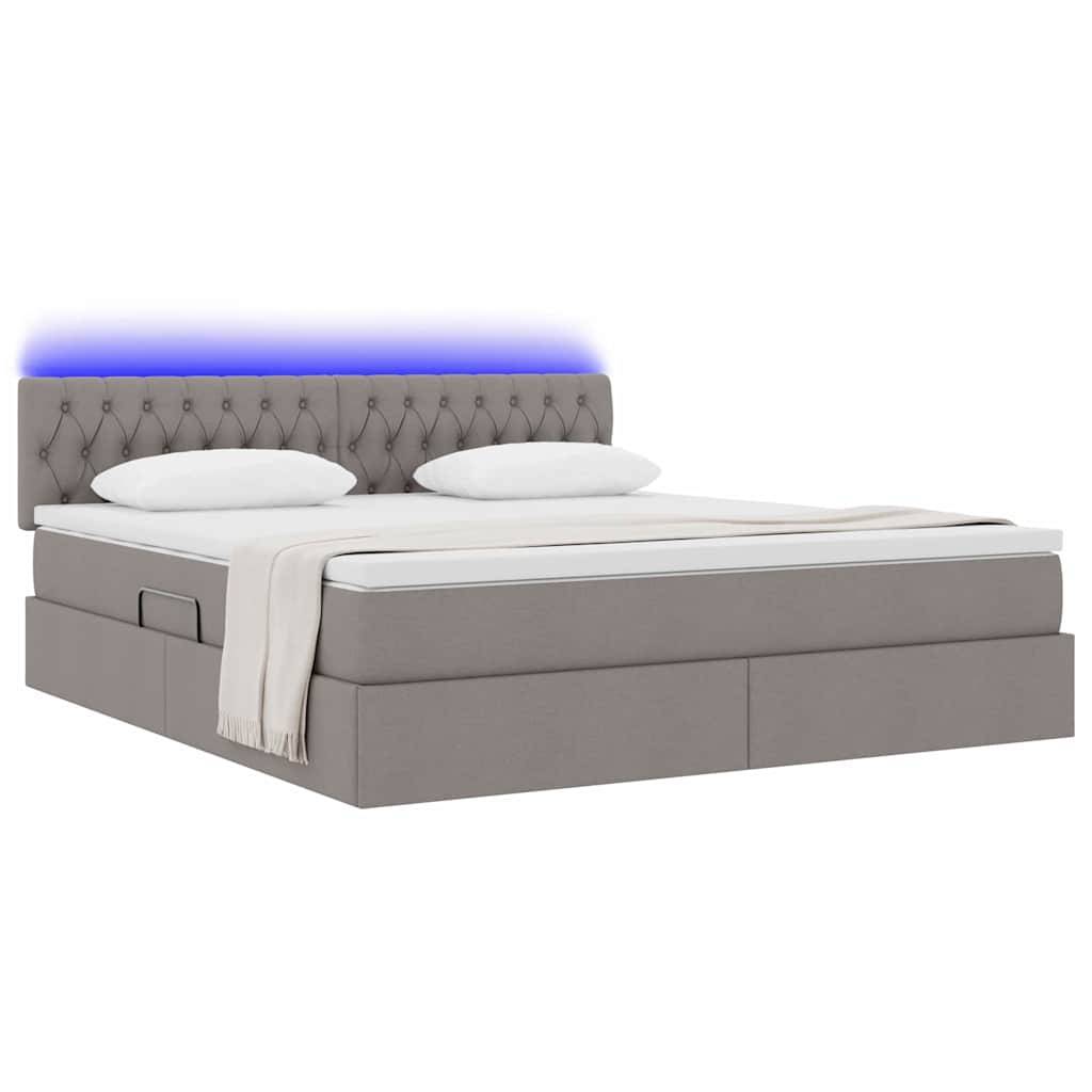 vidaXL LED-Speicherbett mit Matratze Taupe 160 x 200 cm Stoff
