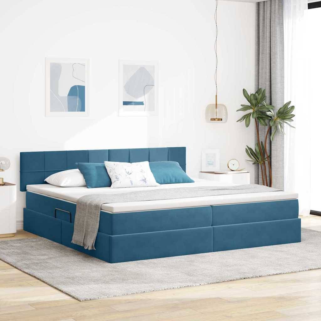 vidaXL Aufbewahrungsbett mit Matratze Dunkelblau 200 x 200 cm Samt