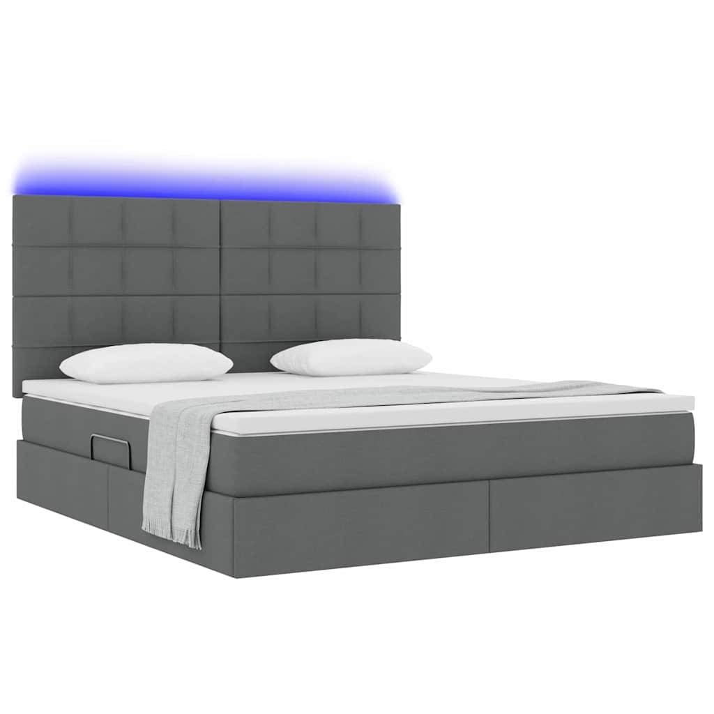vidaXL LED-Speicherbett mit Matratze Dunkelgrau 160 x 200 cm Stoff
