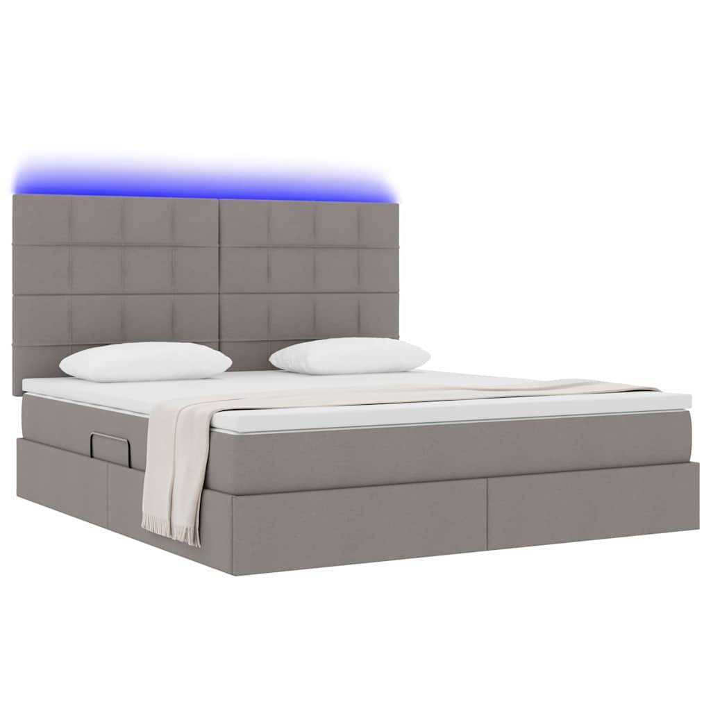 vidaXL LED-Speicherbett mit Matratze Taupe 160 x 200 cm Stoff