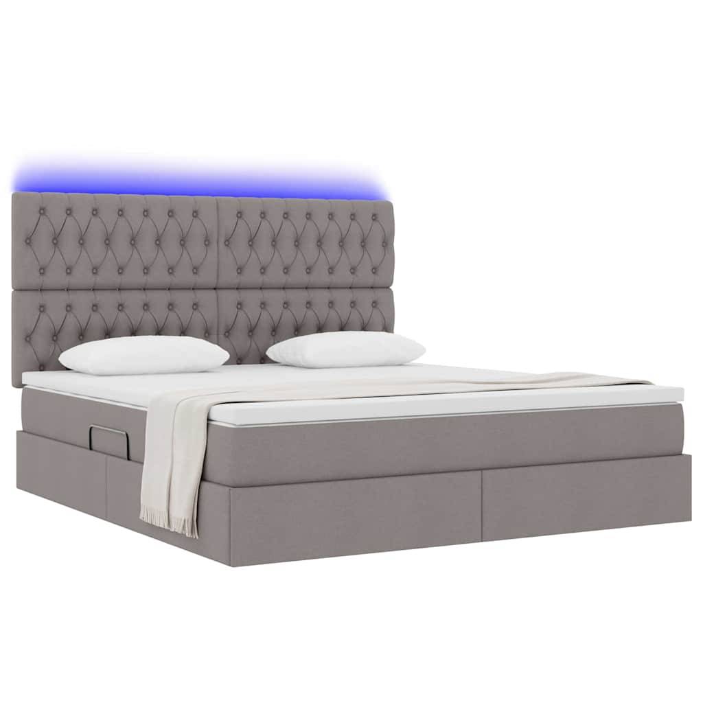 vidaXL LED-Speicherbett mit Matratze Taupe 180 x 200 cm Stoff